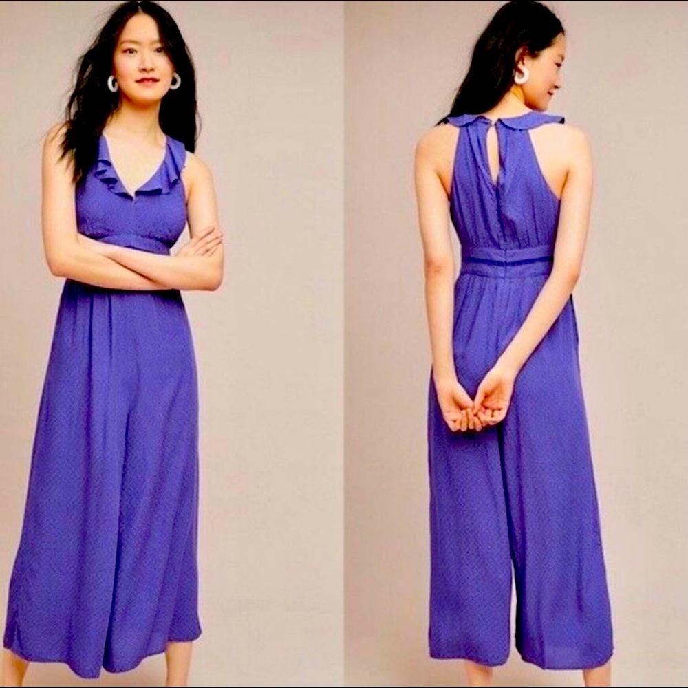 Anthropologie Maeve Blue Polka Dot Jumpsuit